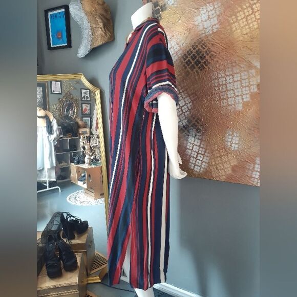 Zara Striped Navy and Red Midi Tunic Dress - Picture 6 of 16